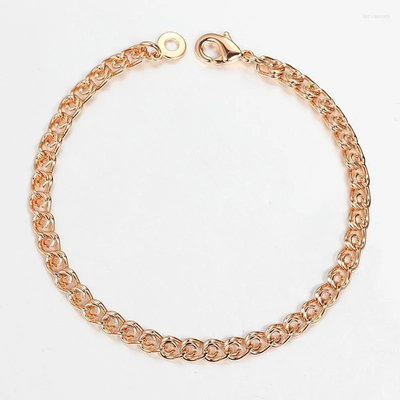 Łańcuch Link 5 mm ślimak Bracelet pszenicy pod ręką dla kobiet dziewczyna 585 Rose Gold Femme para biżuterii mody 20cm CB59link LARS22