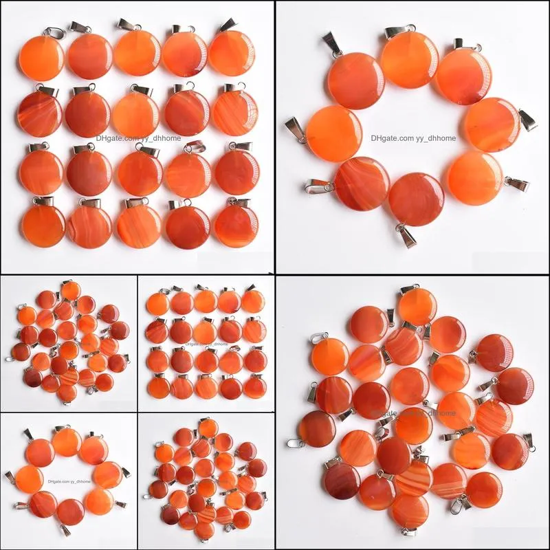 Natural Stone charms red onyx Round Pendants Chakras Gem Stone fit diy earrings necklace jewelry accessory