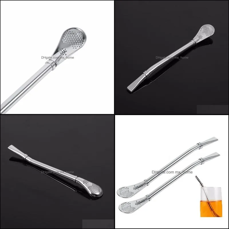 Reusable Stainless Steel Drinking Straws Yerba Mates Strainer Drinking Straws Filtered Spoon Straw Accessories