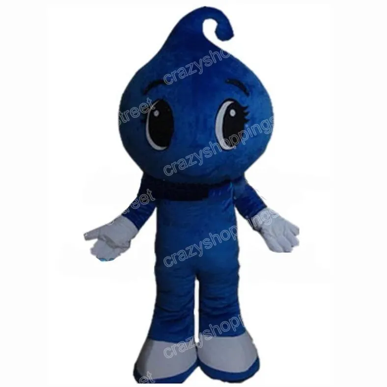 Halloween Blue Water Grow Drop Mascot Costume de caráter de caráter de caráter de caça adultos Tamanho do natal Carnival Party Outdoor Roupet Suits de publicidade