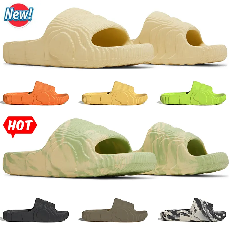 Originele Adilette 22 Slides Slippers Designer Heren Dames Sandalen Zwart Desert Sand Oranje Gray Lime Lime Luine Slijglipper Zomerschuim rubber Sandaal Sandaal Sandaal Sandel Strandschoenen