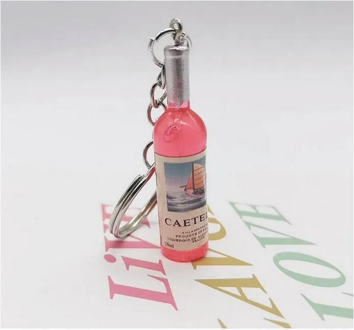 Creative wine bottle keychain pendant simulation bottles key chain bag ornament craft gift wholesale