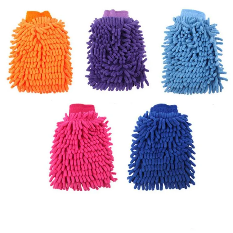 Chenille Microfiber Scratch-Free Car Wash Mitt Handskar Dubbelsidiga hushållsrengöringsverktyg Rengöring av handskar-organisation Mittor Tjock Hot SN6743