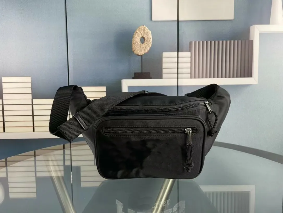 Urban Collection PARIS EXPLORER Bum Bags Regenerated Nylon Fanny Bag Embroidered Cities Man's Handbag Black Matte Metal Hardware Waist Bag BB Engraved Zipper Purse