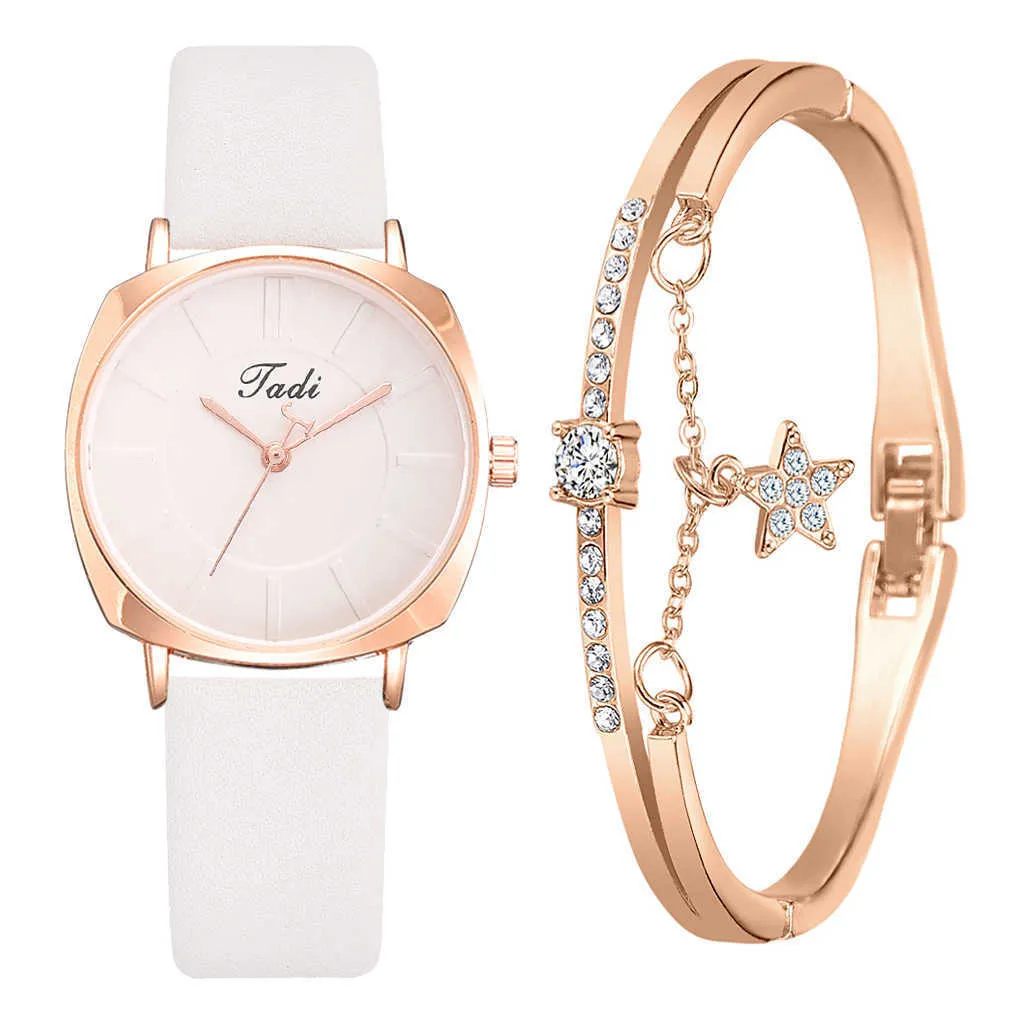 Orologi da donna caldi, completi di orologio da polso da donna, cinturino in PU, moda casual minimalista, set di orologi per tutte le partite