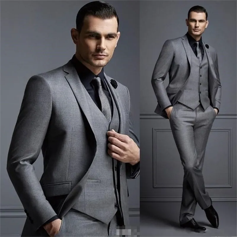 Grey Mens Suit Groom Suit Formal Man Suits for Wedding Men Slim Fit Groom Tuxedos for ManJacketVestPantsterno 201106