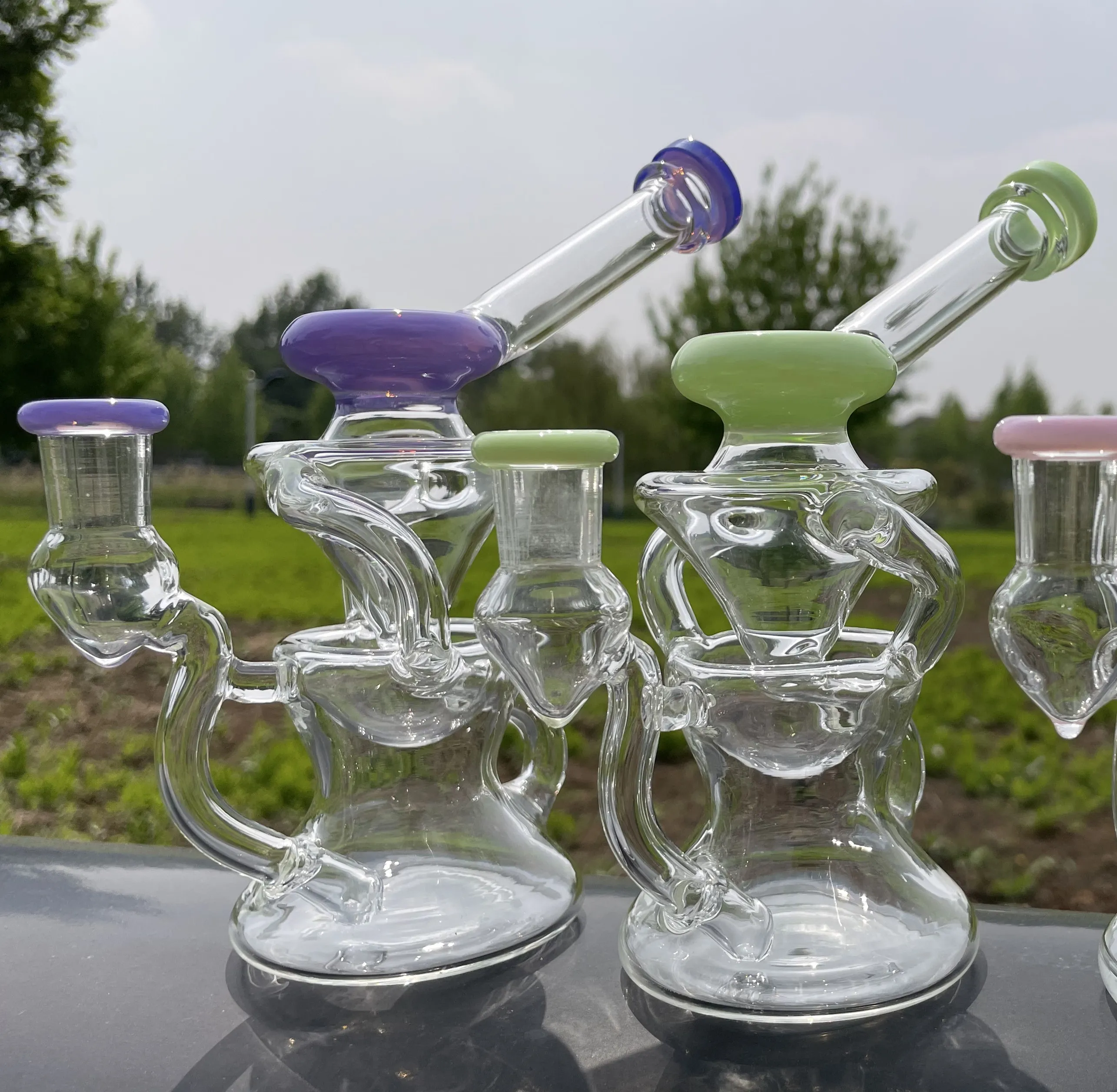 GlassLab Recycler Bong Smooth, Filtered Hits With Dual Water Chambers