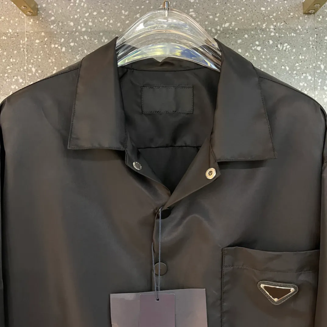 Black Nylon Patchwork Long Sleeve Casual Shirts 2024 Fall Winter Loose Fit Eco Friendly Designer Mens Shirts