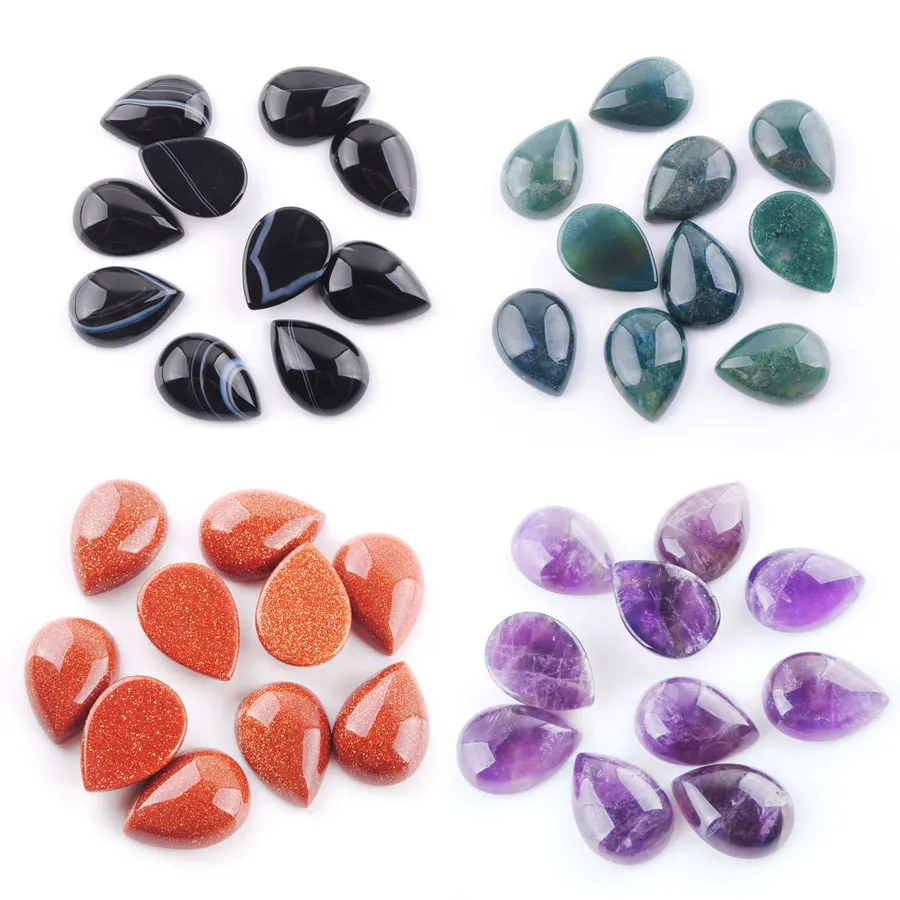 Perles de pierres précieuses naturelles en forme de goutte d'eau, 13x18mm, 30 pièces, pour la fabrication de bijoux, cabochon de cabine, accessoires de bague, vente en gros BU810