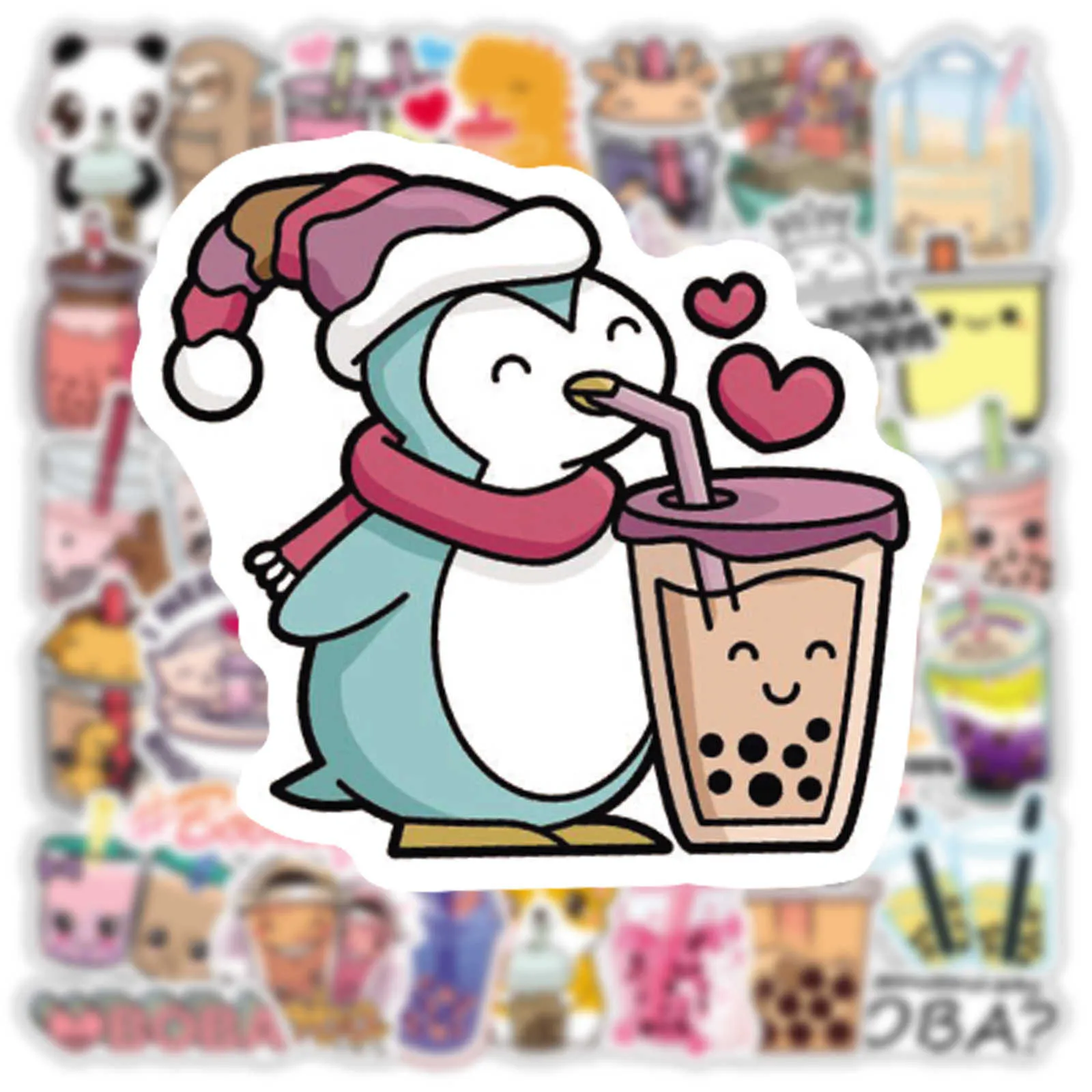 Leuke Cartoon Bubble Milk Tea Stickers 50/Kawaii Stickers Voor