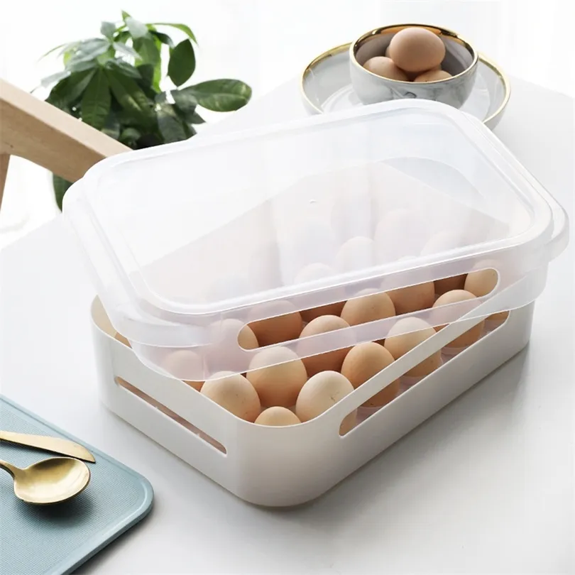 Boîte à œufs de grille Meyjig 24 Boîte de rangement durable Organisateur d'organisateur Home Kitchen Lastic Egg Container Box Box Bac de plateau d'oeuf 201022