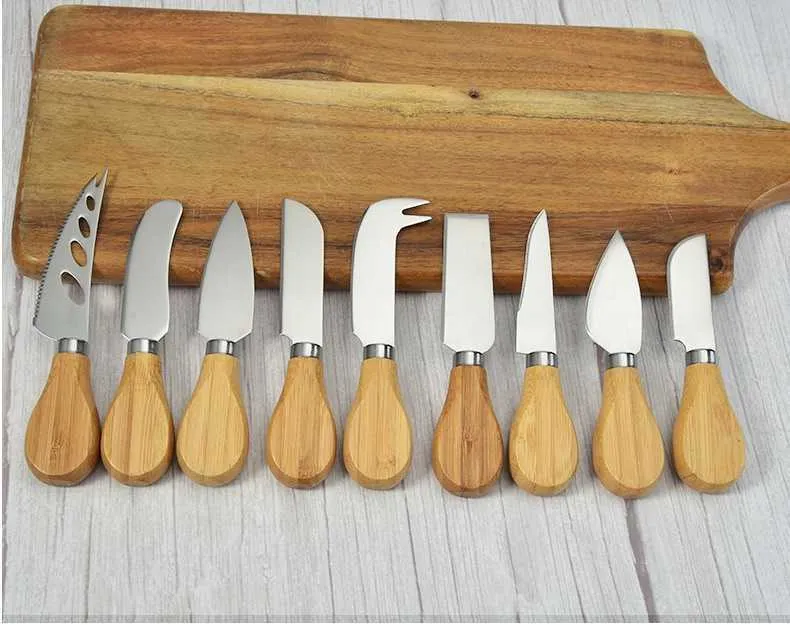 Stainless Steel Cutlery Butter Spatula Wood Butter Knife Cheese Dessert Jam Spreader Breakfast Tool wcw686