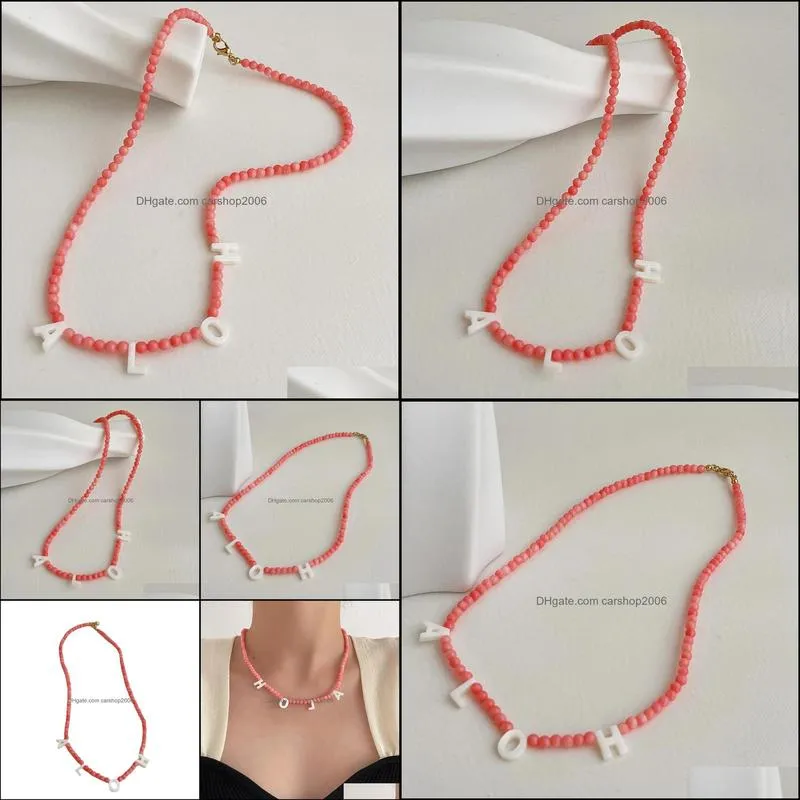 2021 handmade rice beads letter choker necklace party wedding jewelry