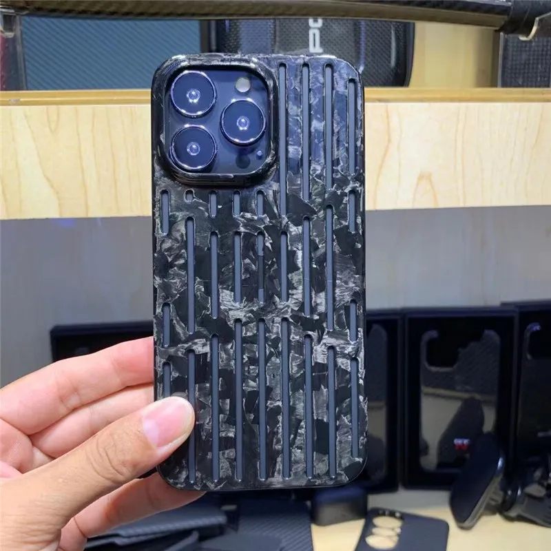 Casos reais de fibra de carbono genuínos para iPhone 13Pro 13 Pro Max Hollow Out forged Armour Cover