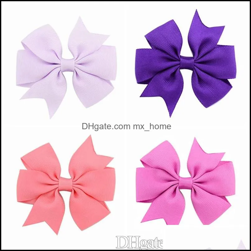 Free DHL Baby Girls Bow Hairpins 3.2inch Grosgrain Ribbon Bows With Alligator Clips Children Hair Accessories Kids Boutique Barrettes