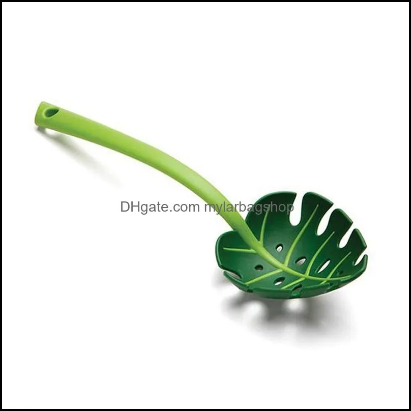 green leaf monstera leaves spoon creative large colander kitchen cooking noodles draining strainer heat-resistant slotted colanders