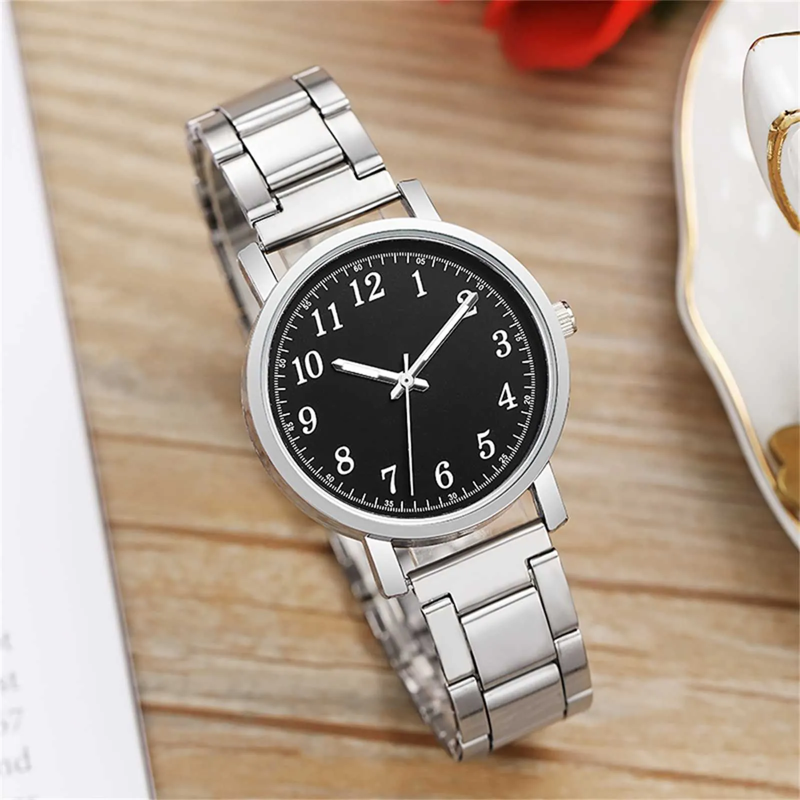 2022 Simple Business Men Quartz Watch Arabic Numerals Dial Stainless Steel Strap for wrist Gift