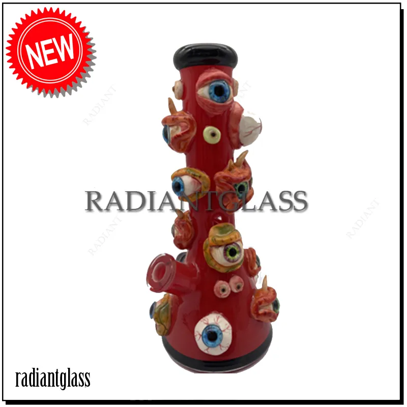 vintage multi-eyed 12.5" Narghilè Bong di vetro inebriante mostro raccapricciante pipa ad acqua in vetro becher bong Percolatore a nido d'ape tubi d'acqua per fumatori unici per la casa