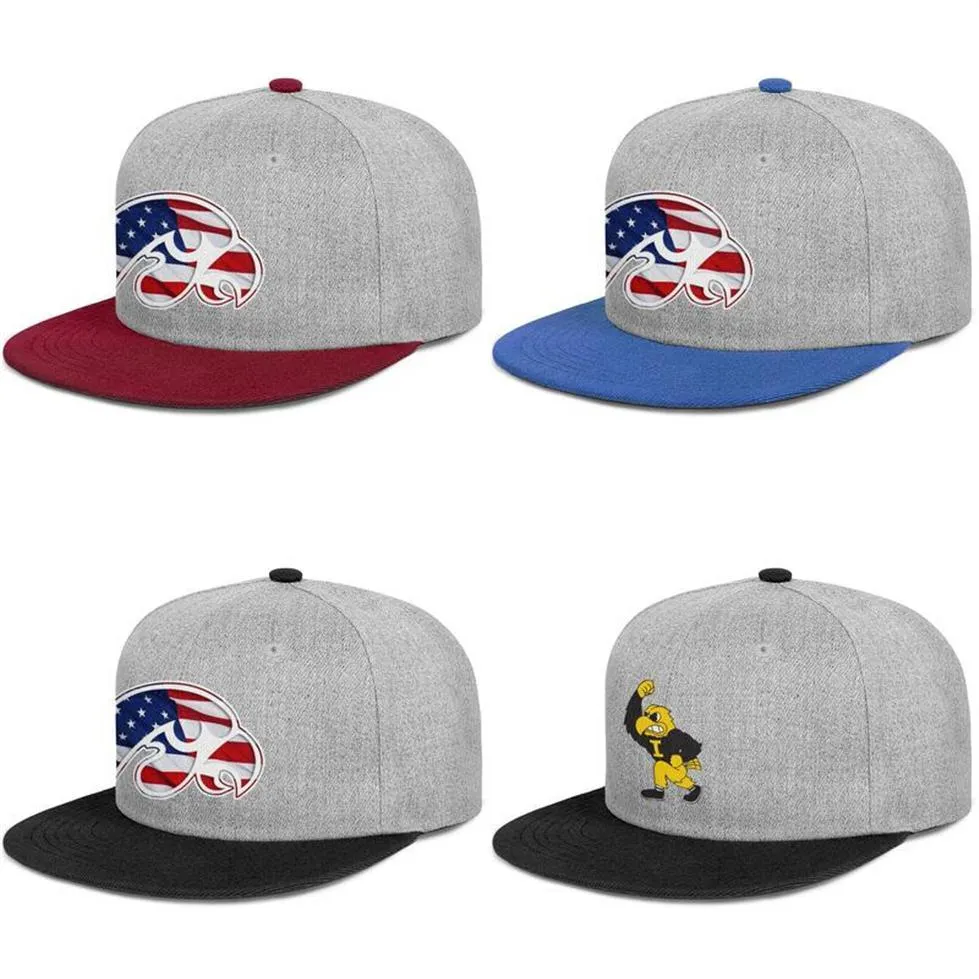 Iowa Hawkeyes Effet drapeau de football masculin et femmes bord planes de baseball CAP réglable Custom vintage chapeaux d'origine logo jaune noir 2647