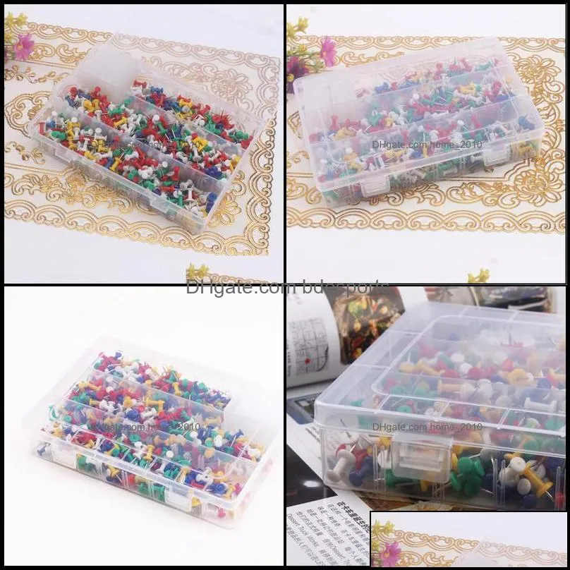 Filing Products Supplies School Business Industrial500 Pcs/Lot Decorative Standard Push Pins Mti Color Good For Home & Office Using Drop