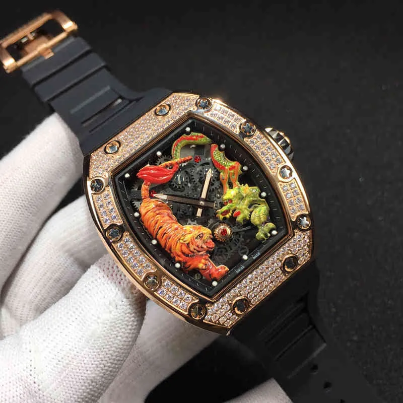 Reloj Diseñador de lujo Mecánica para hombre Reloj Richa Milles Reloj de pulsera Rds Tipo de barril para hombre Automático Rm51 r Diamante con incrustaciones Deportes personalizados