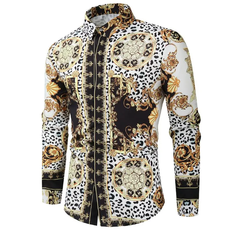 Koszulki męskie bluzka homme barokowa koszula Paisley Men luksus koreańskie męskie nadruk 545men's 545men's