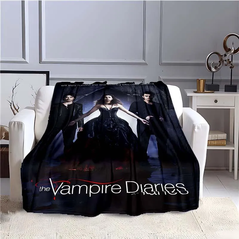 Cobertores impressos o drama de vampiros Drama Blanket pedra Flanela Home Plush macio de decoração confortável Blankankets