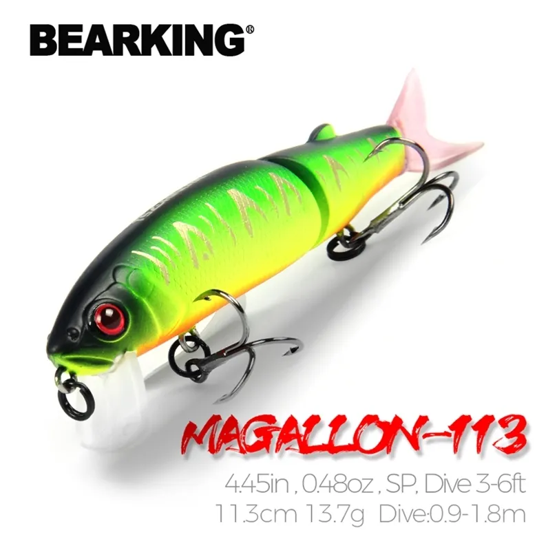 Bearking 113cm 137g fishing lure minnow quality professional bait swim bait jointed bait equipped black or white hook 220726