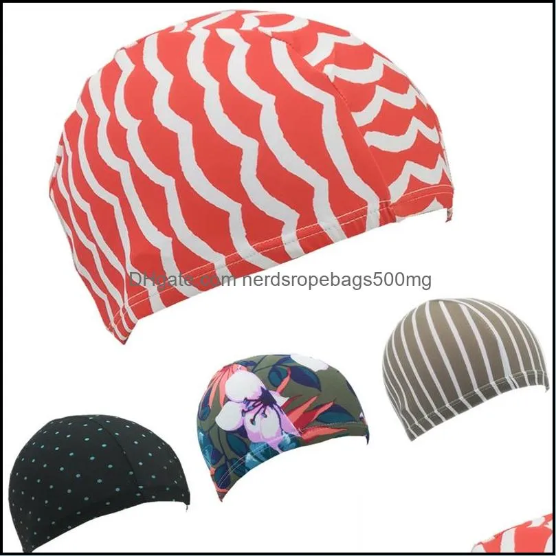 Pattern Printing Swimming Cap Nylon Solid Color Shower Hat Water Proofing Headgear Special For Swim And Wading Adult Only 0 9dm B2