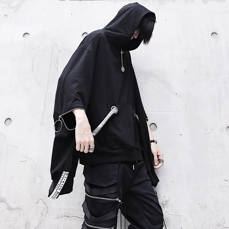 Emo Black Hoodie Alt Sweatshirt Hood Sonbahar Techwear Punk Gotik Karanlık Giyim Hoodie Sweatshirts Street Giyim Hip Hop Harhjuku Kıyafetleri L220815