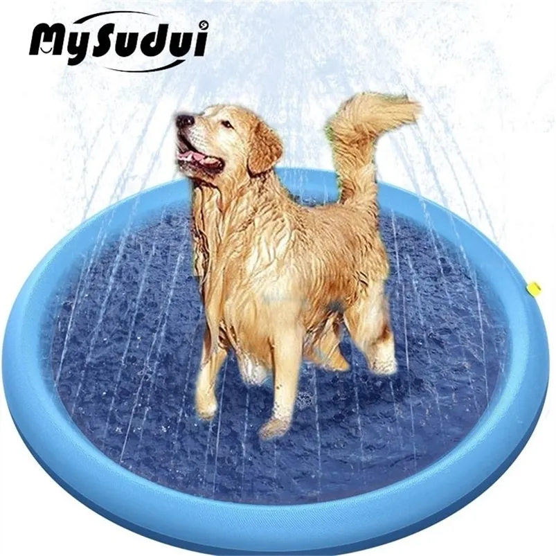 MySudui Pet Sprinkler Pad Jouer Tapis De Refroidissement Piscine En Plein Air Gonflable Jet D'eau Baignoire Pour Chien D'été Cool LJ200918