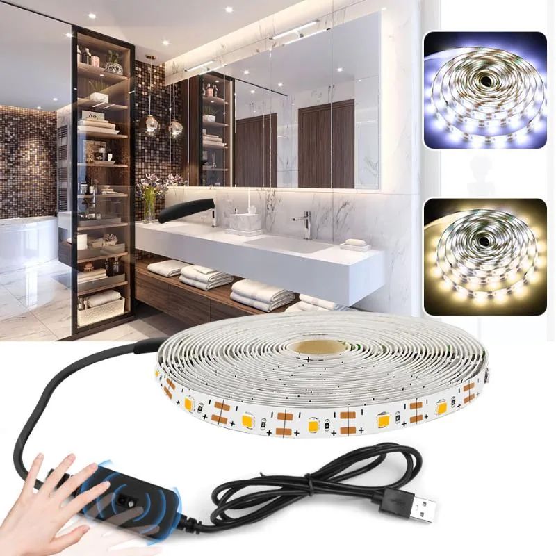 شرائح اليد مستشعر مسح USB LED LED ضوء DC5V الصمام الثنائي الشريط شريط الشريط 2835 SMD 60leds/M للتلفزيون الخلفي شاشة سطح المكتب