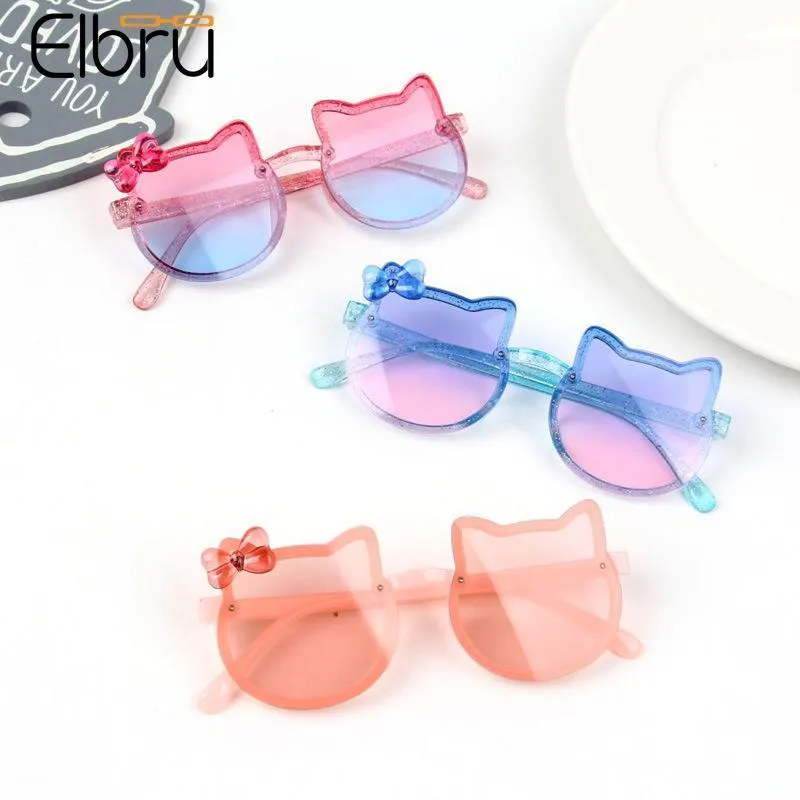 Elbru Bow Kitty Shape Children Solglasögon Ultraviolet Proof Eye Protection Baby Cat Eye Fashion Glasses 220705