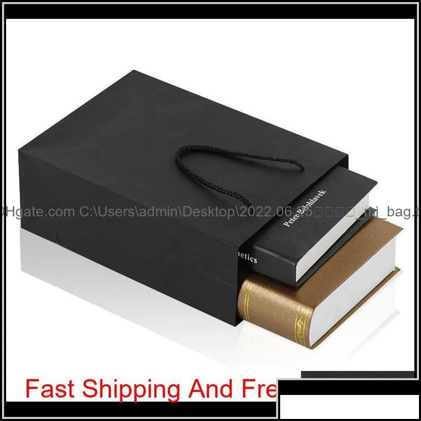 Wrap Event Festive Supplies Home & Garden Drop Delivery 2021 10 Size Black Paper Bag With Handle Wedding Birthday Party Gift Christmas Year