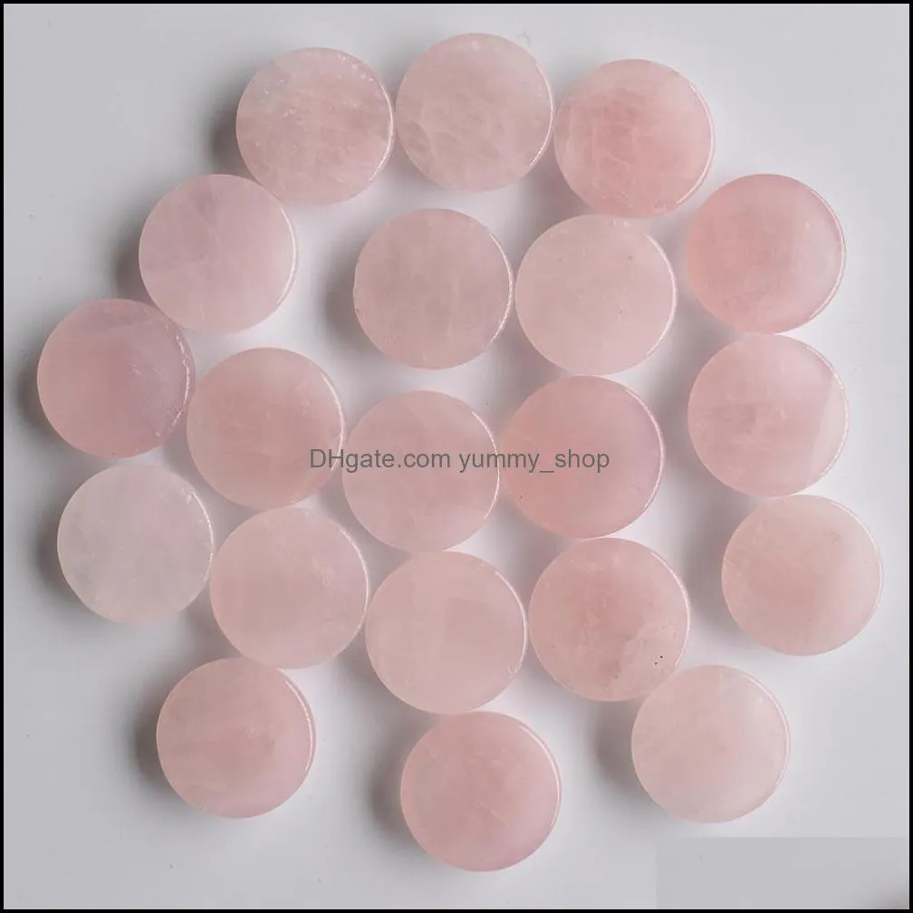 natural stone 20mm round pink loose beads rose quartz cabochons flat back for necklace ring earrrings jewelry accessory