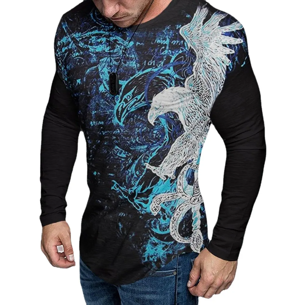 Wolf Tiger Eagle Pattern T рубашка 3D повсюду на открытом воздухе на открытом воздухе спортивная уличная одежда вскользь отпуск подарки с полным рукавом мужская одежда