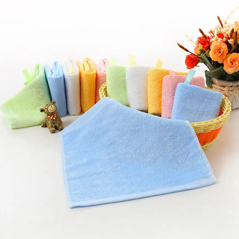 25*25cm Square Wipe Faces Towel Solid Color Children Towel Bamboo Fiber Wiping Hands Towels With Hook Absorbent Face Wash Rag BH6491 TYJ