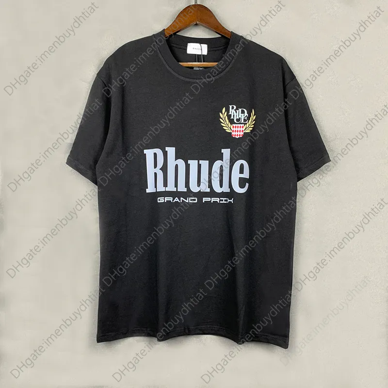 Designer T-shirt säljer väl rhude racing bil män khaki t-shirt hög kvalitet överdimensionerad bomull rh t shirt hög kvalitet 001