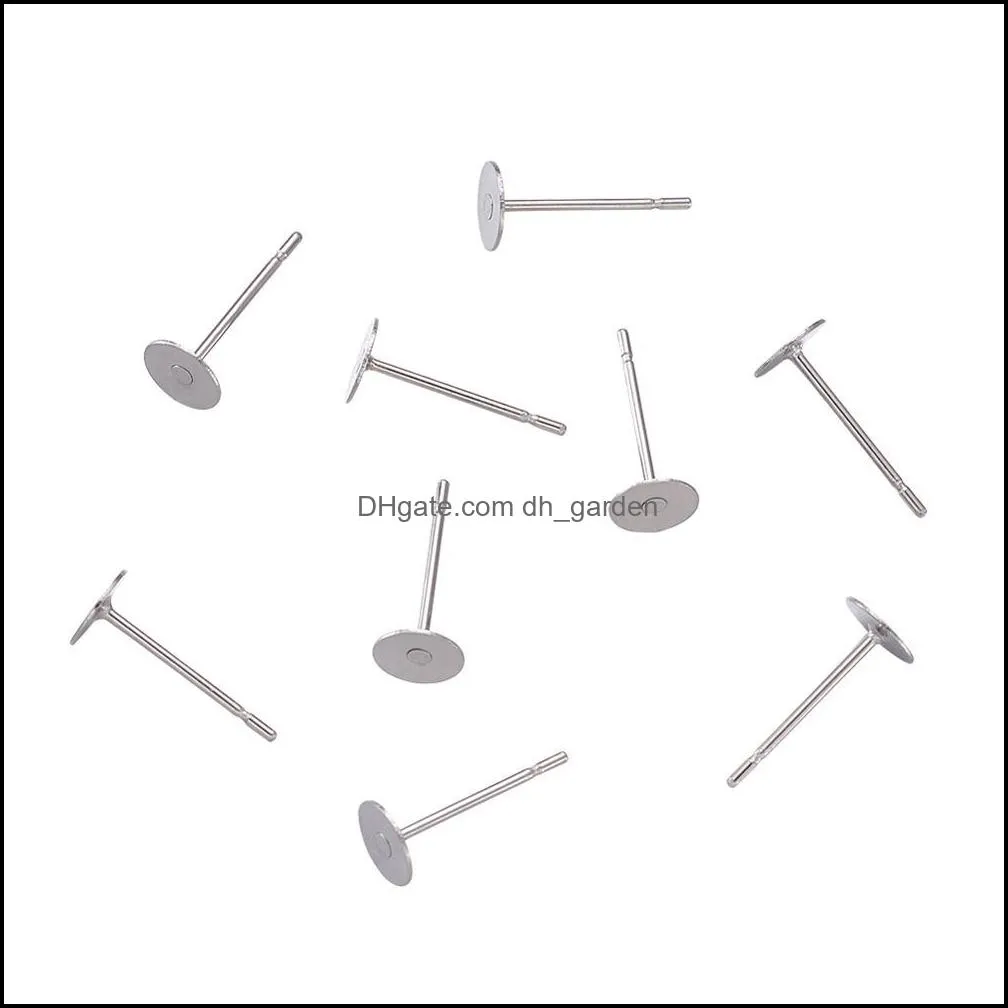 Other 500pcs 4 5 6 8mm Stainless Steel Blank Post Earring Stud Base Pins Cabochon Cameo Settings Flat Round Tray For DIY Jewelry1