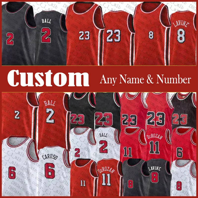 8 Zach 2 Lonzo LaVine Ball Maillot de basket-ball personnalisé pour hommes DeMar Alex DeRozan Caruso Coby Tristan White Thompson Scottie Dennis Derrick Pippen Rodman Rose Michael