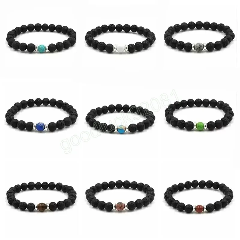 Fashion Manual Beads Bracelet Bead For Jewelry Making Natural Black Energy Volcanic Rocks Beaded Vintage