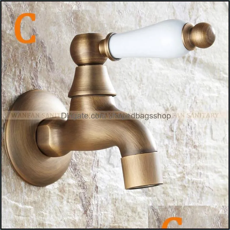 Bibcocks Faucet Antique Brass Wall Mounted Bathroom Mop Washing Machine Tap Decorative Outdoor Garden Small Taps 1512 F