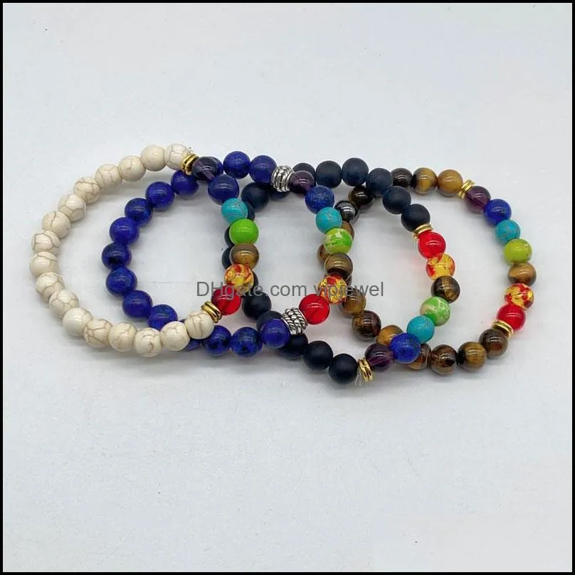 mixed styles handmade 8mm strands bracelets for men women healing balance beads natural stone yoga charm jewelry