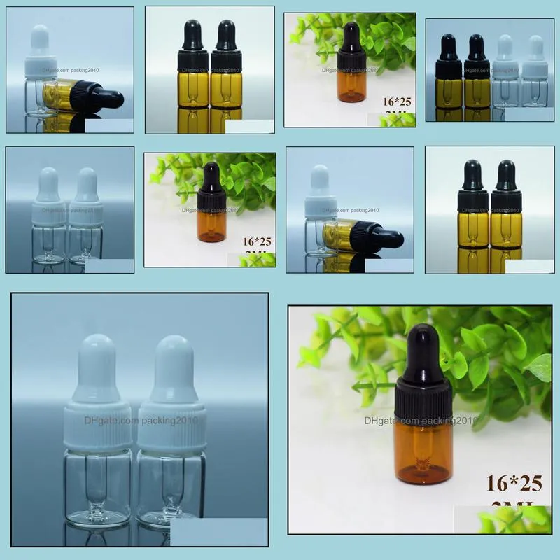 500pcs 2ml amber pure glass dropper bottle  oil glass bottle perfume sample tubes clear vials free shipping sn715