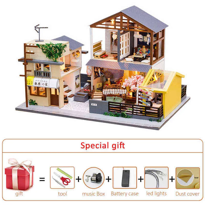 Mostop Kit Fai da Te per Casa delle Bambole in Miniatura in Legno Con Luce LED - Idea Creativa per Stanza Bambini/Adulti (Holo Magic