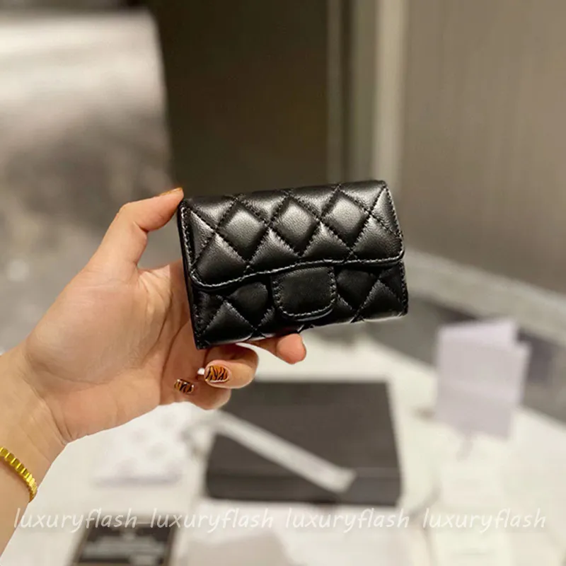 Mini Coin Purses Wallets for Womens Classic Designers Luxurys Short Wallet Fashion Credit Cards Holder Caviar Sheepskin Pocket Bags Genuine Leather