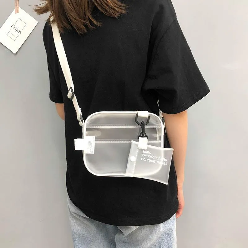 Evening Bags Summer PVC Transparent Square Bag For Women Fashion Jelly Casual Shoulder Crossbody Shopping Phone Card Holder PurseEvening