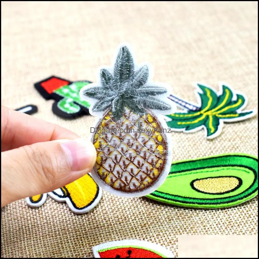 10 pcs fruit and plant embroideredes for clothing iron on transfer applique for bags jeans diy sew on embroidery sticker