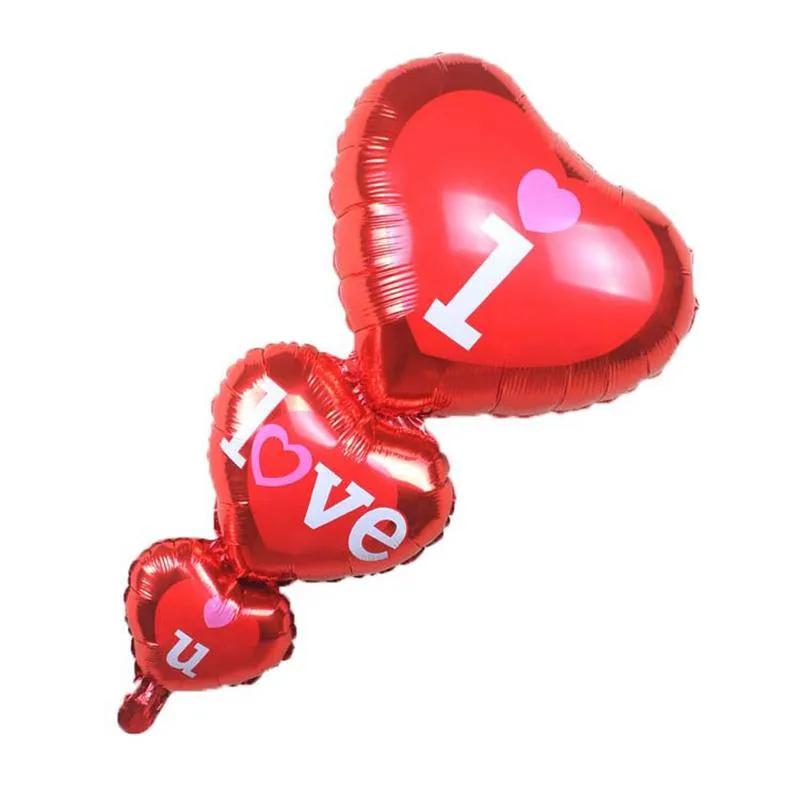 I Love You Heart Aluminum Foil Balloons Party Decoration Wedding Anniversary Valentine Birthday Party Helium Balloon Decorations Romantic Gift HY0256