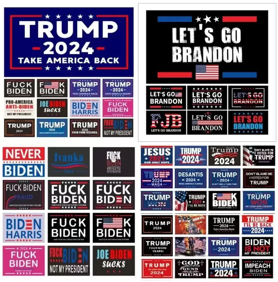 لا تلومني ، لقد صوتت لصالح Donald Trump Flags 2024 دعنا نذهب إلى براندون مع Gromsets Banner Election Decoration Sxjul9